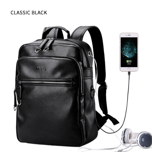 LIELANG New Arrival 2017 Men Backpack Fashion PU Leather Backpacks Laptop Bags External USB Charge Computer Antitheft Backpack