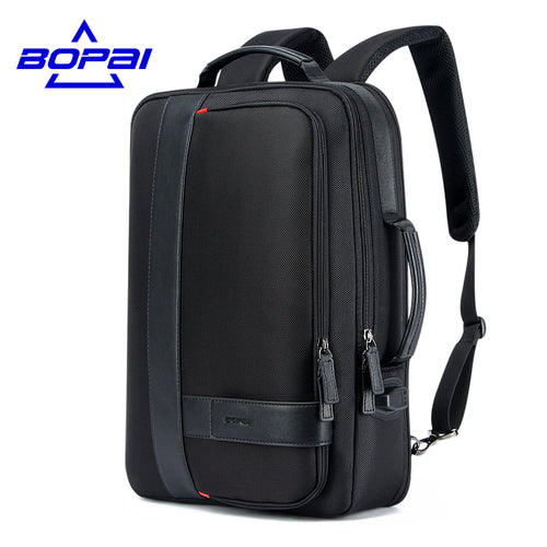 BOPAI Business Men's Backpack Black USB Charging Anti Theft Laptop Backpack 15.6 Inch Male Large Capacity College School Bags