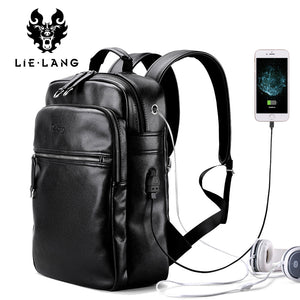 LIELANG New Arrival 2017 Men Backpack Fashion PU Leather Backpacks Laptop Bags External USB Charge Computer Antitheft Backpack