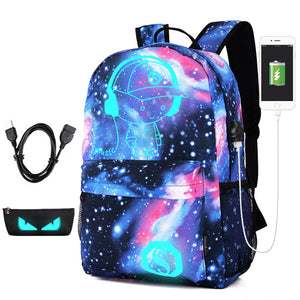 Namvitae Cute Printing Cartoon School Bags Fashion Children USB Charging Backpack for Teenager Luminous Backpack mochila escolar